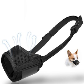Breathable Muzzle for Medium Dogs - Adjustable Mesh Soft Dog Muzzle for Biting & Barking Control - Safe for Panting & Drinking - Large Size (L) - Black