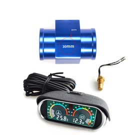 ZHSYMX 2 en 1 - Medidor LCD para coche, voltaje digital, temperatura del agua, medidor de combustible, instrumento universal, 9-36 V, para automóvil, automóvil, con adaptador de sensor de radiador,