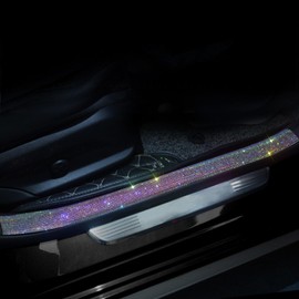 EOHMAK Car Door Sill Protector with Bling Rhinestones 2PCS Edge Guard Scuff Cover Anti-Scratch Strip Sticker Bumper Protector 1.96"x 23.62" (Colorful)