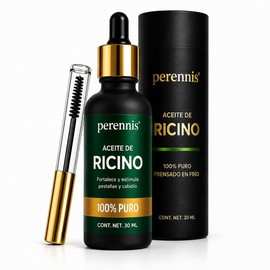 PERENNIS Aceite de Ricino Orgánico 100% Puro Prensado en Frío, Castor Oil para Crecimiento de Cabello, Pestañas y Cejas, Hidratación de Piel y Uñas, 3