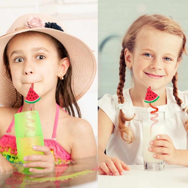 Pack of 16 Cartoon Children's Straws, BetterJonny Reusable Plastic Straws,