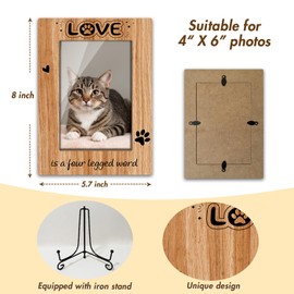 Zgogy Paw Print Pet Photo Picture Frame Dog Picture Frame, Pet Memorial Picture Frame For Dogs Cat, Photo Gifts For Pet Owner Friends, Insert 4 x 6 Picture -Love Is a Four Legged Word (Vertical)-52