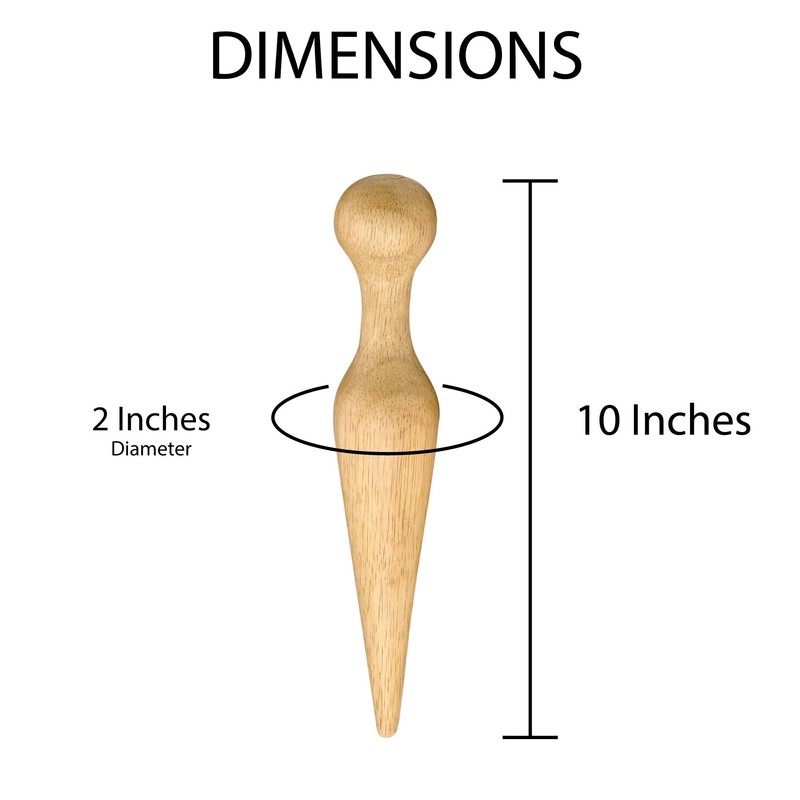 HIC Kitchen Wooden Pestle for Chinois, Hardwood, Cone-Shaped, For Purees,