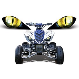AMR Racing ATV Headlight Eye Graphics Decal Cover Compatible with Yamaha Raptor 700/250/350 - Eclipse Yellow