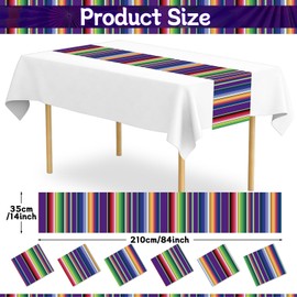 12Pack Plastic Mexican Table Runner Disposable Fifth of May Mexican Serape Table Runner 14 x 84Inch Purple Striped Table Cover for Dinning Table Fiesta Party Day of The Dead Taco Party Decor Supplies
