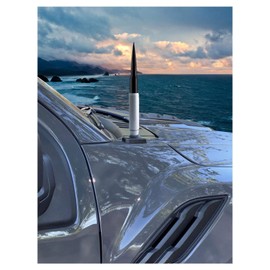 TRUE SPIKE 9 inch White Black TIP PENETRATOR Fat Bullet Antenna with Anti-Theft + Copper Coil in Heavy Gauge CNC Machined Billet Aluminum Short Compatible with Ford Raptor F-150