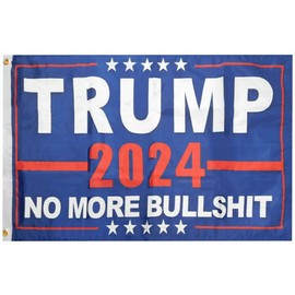 3X5 Trump 2024 No More BS BullShit Blue 100D Woven Poly Nylon Flag Banner