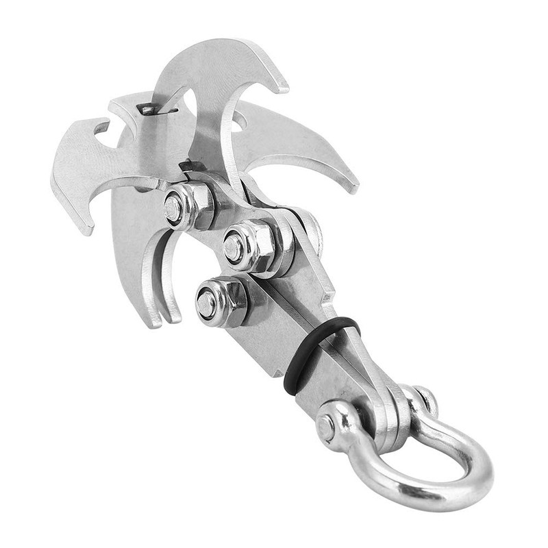 Akozon Grappling Hook, Claw Outdoor Survival Carabiner with Rope Tool