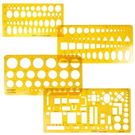 Artway Stencil Templates Assorted Flexible Plastic Templates,Orange,- Set of 4