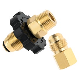 ETERMETA Soft Nose Pol Propane Gas Tank Adapter Plug with Full Flow x 1/4 Male NPT, 3/8" Male Flare and 1/2" Male NPT Converter Fitting for Camping, Tailgating, Heating, and Outdoor Cooking