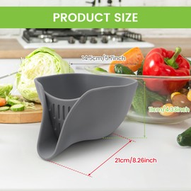 Mlijzard Small Silicone Kitchen Colander Strainer,Drain Basket with Spout for Pasta,Berry,Fruits and Vegetables Salad,Dishwasher Safe,Small Family Design