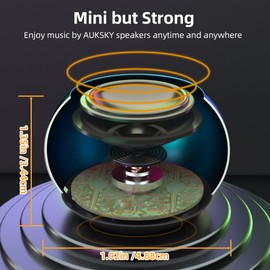 AUKSKY 2Pack Portable Mini Speaker, Bluetooth Tiny Speaker,Wireless Micro Speaker for Phone/PC/Tablet, Rechargeable Battery, Built-in Microphone, Cute Mini Speaker with Strap to Carry, Blue