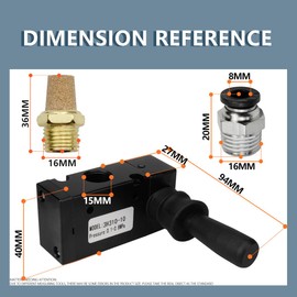 Innfeeltech 1 Pcs Air Hand Lever Operated Valve 3 Way 2 Position 3/8" BSP Pneumatic Solenoid Valve Manual Control Push-Pull 3H310-10