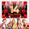 Happy 14th Birthday Backdrop Banner Black and Red Theme Background