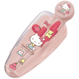 Skater ADXT1S-A Children's Training Chopsticks, With Exclusive Case, 5.5 inches (14 cm), Practice Chopsticks, For Ages 2 - 7 Years, Right Hand, Sanrio Hello Kitty 70s, Girls