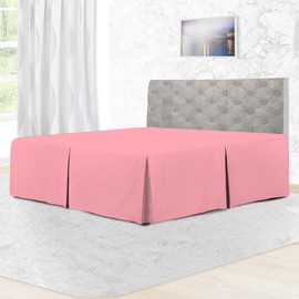 Rohi Pleated Base Valance Sheet Single – Polycotton Base Valance Sheet with Extra Deep 16” Skirt – Wrinkle Free & Fade Resistance – Easy Care Fitted Bed Sheets – (Fit Under Mattress, Pink)