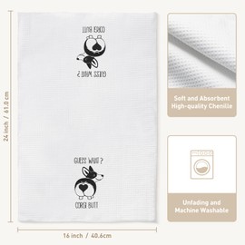 TiTkaiVi Funny Corgi Kitchen Dish Towels 16 X 24 Inches, Tea Towels for Cooking Baking Gift for Women Mom Hostess Corgi Lovers, Hand Towel Corgi Gift for Housewarming Christmas Mother's Day