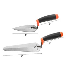 YIMITEE 4 Pack 6" Masonry Hand Tool Set, Pointing Trowel Gauging Trowel Set with Rubber Grip, Carbon Steel Masonry Brick Trowels, Bricklaying Trowels for Concrete Cement Plaster Mortar Stucco Tile