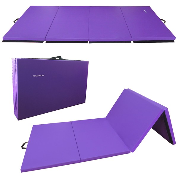 BalanceFrom All Purpose 4'x10'x2" Extra Thick High Density Anti Tear Gymnastics Gym Folding Exercise Aerobics Mats, Purple