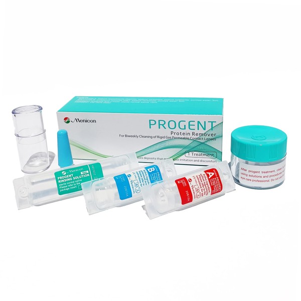 Menicon Progent 1 Treatment Biweekly Gas Permeable Contact Lens Cleaner and DMV Scleral Cup Large Contact Lens Handler - Remover, Inserter Bundle of 2 Items