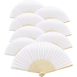 zfyanssee 20pcs Hand Held Folding Fan - White Chinese Wooden Paper Hand Fan Folding Handheld Fan for Kid and Women, Bamboo and Wooden Hand Held Folding Fan for Wedding Party Dancing Home Decoration