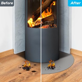 FLASLD Fireproof Corner Fireplace Mat 40×40 inch Hearth Rug Protects Floors, Decks and Patios from Sparks Embers, Fire Pit Mat Fire Resistant Wood Burning Stove Pad