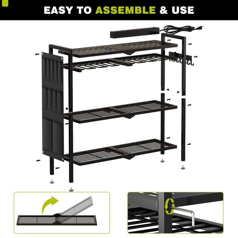 NattyDot Large Power Tool Organizer Cart with Charging Station 8