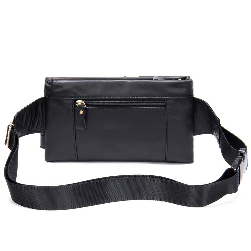 NIUCUNZH - Riñonera de piel de vacuno (ajustable), Negro, Pequeño