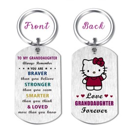 EE&YU Granddaughter Christmas Keyring Gifts - Adult Granddaughter Birthday Gifts, I Love Granddaughter Present, Cute Granddaughter Key Ring