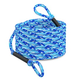 SETYPARY 60FT 6K Boat Tow Rope for Tubing, 1-6 Riders Heavy Duty Floating Tube Tow Rope, Pull Rope for Towable Tubes & Water Sports (Aqua Blue)