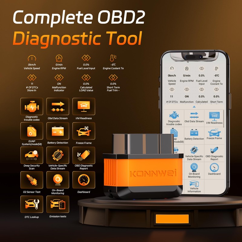 KONNWEI OBD2 Scanner Bluetooth 5.2, Wireless Car Scanner Diagnostic Tool