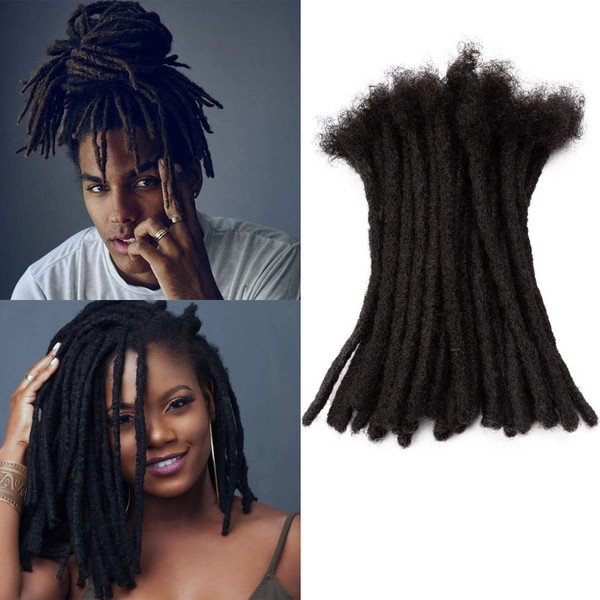TAOYEMY Dresdlock Extension 8 Inch Human Hair Afro Kinky Black 50 Strands 0.8 cm Fashion Crochet Braiding Hair for Men / Women (12 Inch-50 Pieces, 1B)