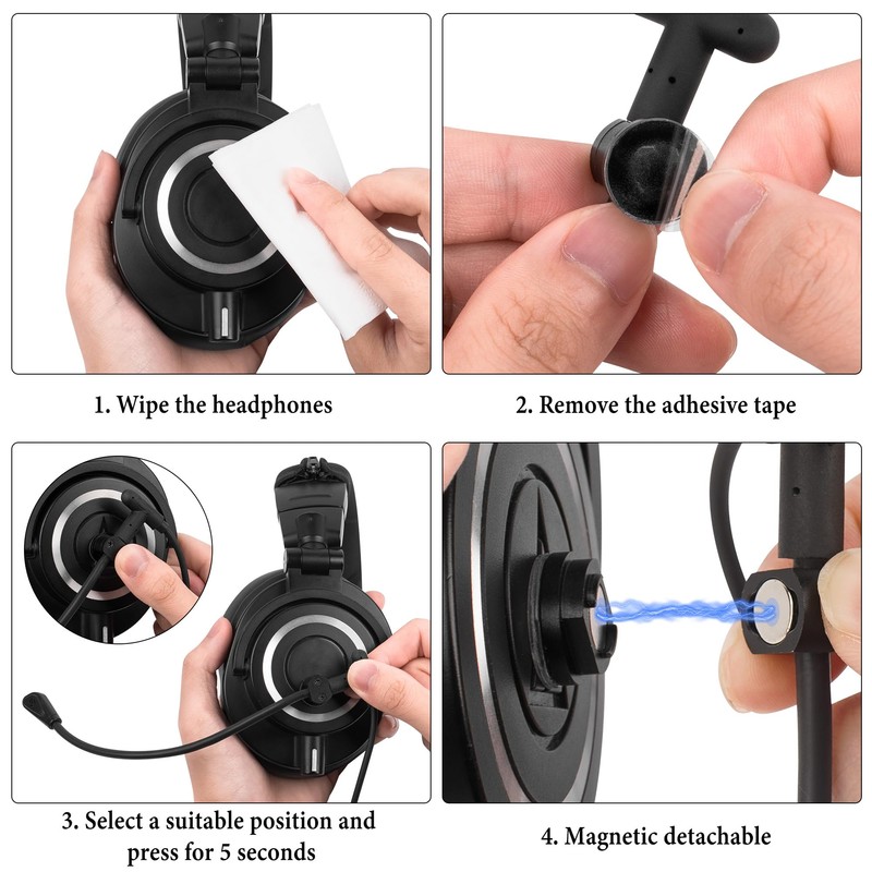 Geekria Attachable Headphones Boom Microphone, Convert Your Loved Headphone into