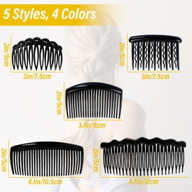 30 PCS Hair Side Combs, KUAOOAUK Plastic French Hair Comb, Lightweight Twist Comb Set for Women, Comb Clips for Girls Accessories (4 Colors, 11/17/23/24/29 Teeth)