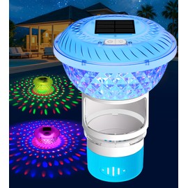 FineBud2025 Upgrade Solar Chlorine Floater,Pool Chlorine Floater with Colorful Light,Button Control Floating Chlorines Dispenser for Pool,Adjustable Flow chlorines floaters,Hot Tub chlorines floaters