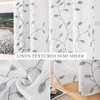 MIULEE Decorative Sheer Curtains with Embroidered Leaf Pattern for Living