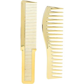 Juego de Peines, Peine de Corte de Pelo de Dientes Finos Y Anchos para Peluquería, Peine de Corte de Carbón Antiestático Resistente Al Calor para Todo Tipo de Cabello(oro)
