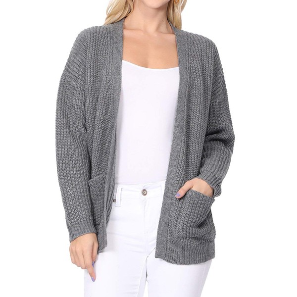 YEMAK Women's Knit Cardigan Sweater – Casual Long Sleeve Open