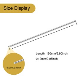 LAVMHAB 304 Stainless Steel Round Rod 2mm x 150mm, Solid Steel Shaft Rods Bar for DIY Crafts Models (4pcs)