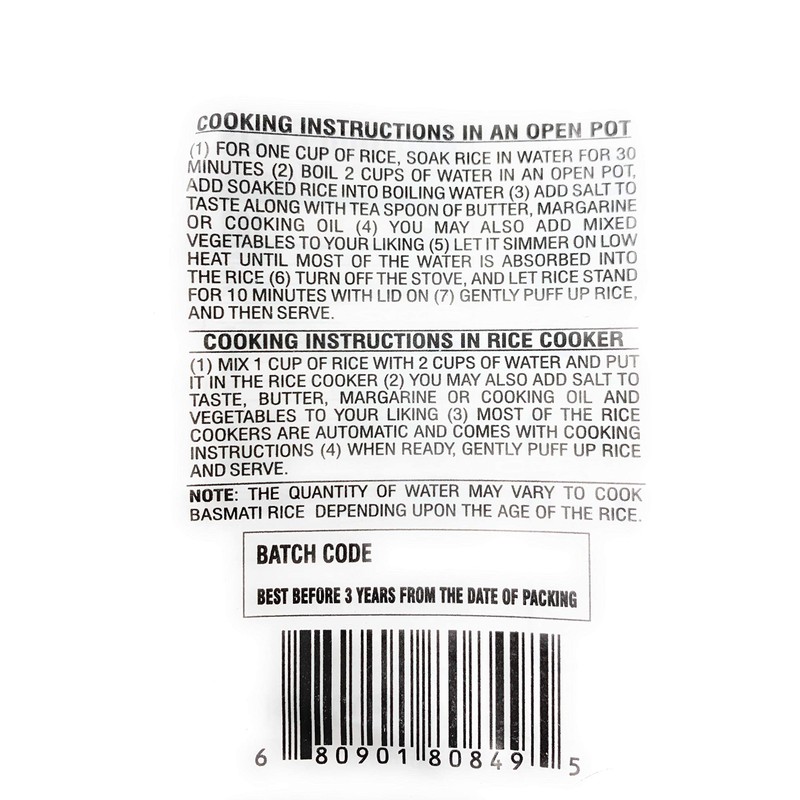 Asian Kitchen Platinum White Basmati Rice Extra Long Aged 4lbs