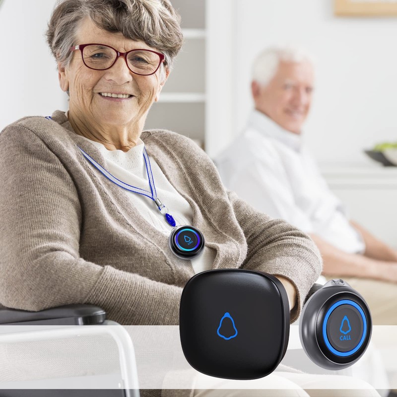 Caregiver Pager, Wireless Call Button for Seniors/Elderly at Home, 2