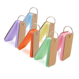 HualianMengxin 300 Pieces Multicolor Kraft Paper Binder Ring Easy Flip Flash Card/Study Cards/Memo Scratch Pads/Bookmark/DIY Greeting/Index Card Stock/Note Card 2.2 x 3.5 Inches (50 Sheets per Set)
