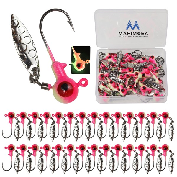 MAFIMOEA 20/30Pcs Underspin Jig Heads with Spinner Fishing Jig Heads