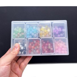 TeTeBak Tackle Box Organizers and Storage - Plastic Removable Compartment Bead Organizer Box, Small Parts Organizer, Craft Storage Box, Sewing Organizer (CLEAR-LARGE-8-GRIDS)