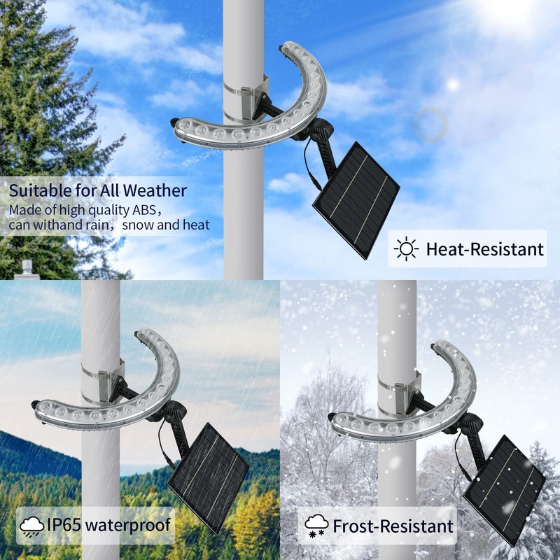Flag Pole Light Solar Powered, Solar Flagpole Lights for 15