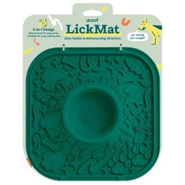 WOOF LickMat - Easy-to-Clean Lick Mat for Dogs - Slow Feeder Mat with Non-Slip Design - BPA-Free Silicone Lick Mat - Interactive Dog Toys - Green