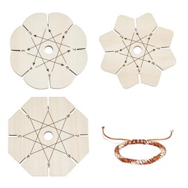 PH PandaHall 3pcs Bracelet Braiding Disk, Flower Shape Kumihimo Disk Wood Bracelet Braiding Plate Beading Cord Disc for Friendship Bracelets Making Weaving Kumihimo Supplies