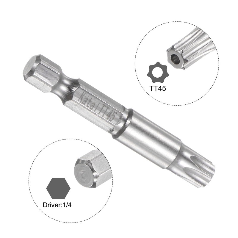 HARFINGTON 4pcs TT45 Star 7 Point Screwdriver Bit 1/4" Hex