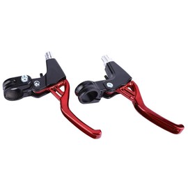 Brake Levers, 1 Pair Bicycle Brake Levers Aluminium Alloy for Mountain Bike, Road Bike, Folding Bike, Universal 22 mm Diameter (Red)