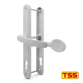 TSS UPVC Door Handles Set - Lever Moveable Pad - 92mm / 62mm PZ (Centres) - 240mm Screw to Screw - Backplate 272mm X 32mm - Replacement UPVC Door Handles - PVC Door Handle (White)